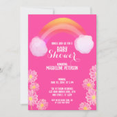 Invitation Couleur d'eau Fleurs arc-en-ciel | Baby shower ros (Devant)
