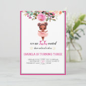 Invitation Couleur d'eau Floral Ballerina Dancer Anniversaire (Debout devant)