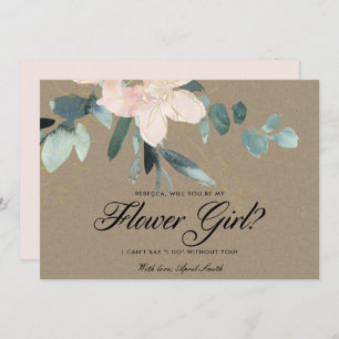 INVITATION COULEUR D'EAU FLORALE BLANC RUSTIQUE ÊTRE MA FILLE