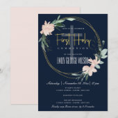 INVITATION COULEUR D'EAU FLORALE BLANCHE DE LA MARINE PREMIÈR (Devant / Derrière)