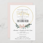 INVITATION COULEUR D'EAU FLORALE BLANCHE DOUCE PREMIÈRE COMMU (Devant / Derrière)