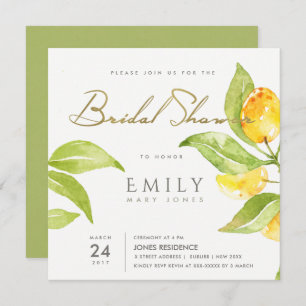 INVITATION COULEUR D'EAU JAUNE FOLIAGE FÊTE DES MARIÉES OLIVE