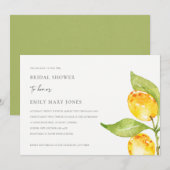 INVITATION COULEUR D'EAU JAUNE FOLIAGE FÊTE DES MARIÉES OLIVE (Devant / Derrière)