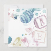 Invitation Couleur d'eau lapin belle brillante Bébé Garçon Do (Dos)