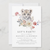 Invitation Couleur d'eau mignonne Léopard d'hiver Fête d'anni (Devant)