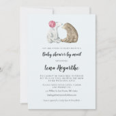 Invitation Couleur d'eau mignonne ours Baby shower par courri (Devant)