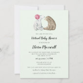 Invitation Couleur d'eau mignonne ours Baby shower virtuel (Devant)