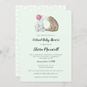 Invitation Couleur d'eau mignonne ours Baby shower virtuel