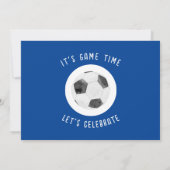 Invitation Couleur d'eau mignonne Soccer Photo 1er anniversai (Dos)