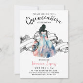 Invitation Couleur d'eau moderne Princess Pink 15th Quinceañe (Devant)
