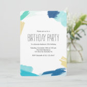 Invitation Couleur d'eau Peinture griffes fête d'anniversaire (Debout devant)