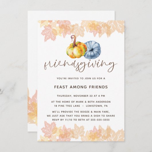 INVITATION COULEUR D'EAU POUR LE DÎNER (Devant / Derrière)