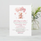 Invitation Couleur d'eau rose Bearly Wait Baby shower virtuel (Debout devant)