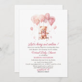 Invitation Couleur d'eau rose Bearly Wait Baby shower virtuel (Devant / Derrière)