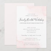 INVITATION COULEUR D'EAU ROSE BLANC ÉVÉNEMENT D'ATELIER BRUSH (Devant / Derrière)