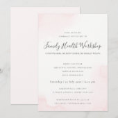 INVITATION COULEUR D'EAU ROSE BLANC ÉVÉNEMENT D'ATELIER BRUSH (Devant / Derrière)