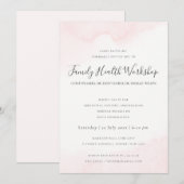 INVITATION COULEUR D'EAU ROSE BLANC ÉVÉNEMENT D'ATELIER BRUSH (Devant / Derrière)