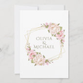 INVITATION COULEUR D'EAU ROSE BLEU FLORALE ET MARIAGE D'OR FR (Dos)