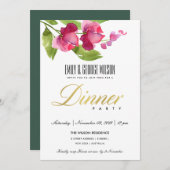 INVITATION COULEUR D'EAU ROSE CLAIR COULEUR FLORALE DÎNER PAR (Devant / Derrière)