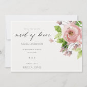 INVITATION COULEUR D'EAU ROSE DOUCE ROSE FLORALE MAIN D'HONNE (Devant)