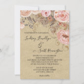 Invitation Couleur d'eau rose Kraft Rose Floral Or (Devant)