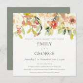 INVITATION COULEUR D'EAU ROSE ROSE BLEU DOUX FIANÇAILLES FLOR (Devant / Derrière)