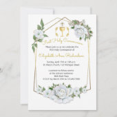 Invitation Couleur d'eau Roses blanches Communes géométriques (Devant)