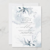 Invitation Couleur d'eau rustique mariage Coussin de feuillag (Devant)