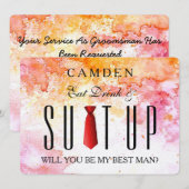 Invitation Couleur d'eau Suitup Serez-vous mon meilleur (Devant / Derrière)