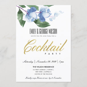 INVITATION COULEUR D'EAU VERT BLEU COCKTAIL FLORAL