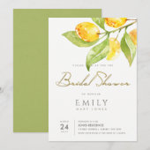 INVITATION COULEUR D'EAU VERTE FOLIAGE FÊTE DES MARIÉES OLIVE (Devant / Derrière)