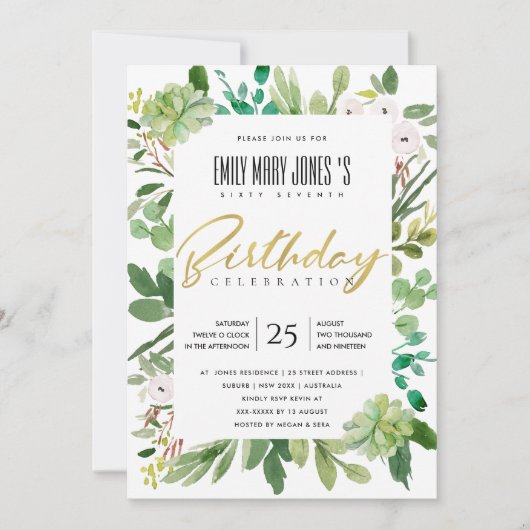 INVITATION COULEUR D'EAU VERTE WREATH FOLIAGE TOUT ÂGE ANNIVE (Devant)