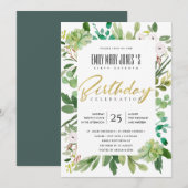 INVITATION COULEUR D'EAU VERTE WREATH FOLIAGE TOUT ÂGE ANNIVE (Devant / Derrière)