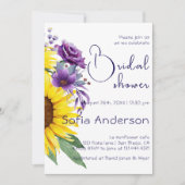 Invitation Couleur d'eau violet de tournesol jaune fleur sauv (Devant)