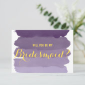 Invitation Couleur d'eau violette foncée Serez-vous ma servan (Debout devant)