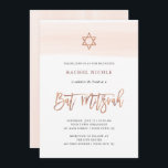 Invitation Couleur d'eau vive| Faux Rose Gold Bat mitzvah<br><div class="desc">Cette invitation Bat mitzvah branchée présente un look d'aquarelle rose vif,  avec un script manuscrit et l'Étoile de David en or rose.</div>