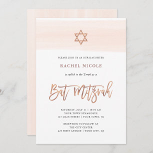 Invitation Couleur d'eau vive Faux Rose Gold Bat mitzvah