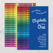Invitation Couleur des Crayons Enfants 1er anniversaire Fête (Devant / Derrière)