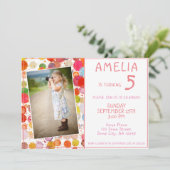 Invitation Couleur Des Parcelles Fille Enfants Photo Annivers (Debout devant)