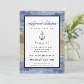 Invitation Couleur d'or bleu de la partie d'engagement #Nauti (Debout devant)