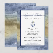 Invitation Couleur d'or bleu de la partie d'engagement #Nauti (Devant / Derrière)