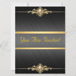 Invitation Couleur d'or noir fête d'anniversaire