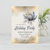 Invitation Couleur d'or ornement société Noël (Debout devant)