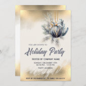 Invitation Couleur d'or ornement société Noël (Devant / Derrière)
