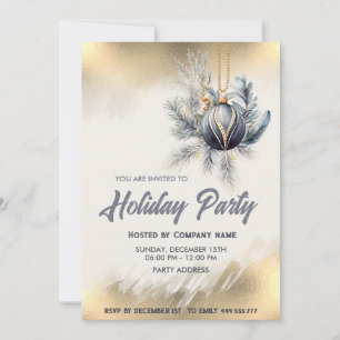 Invitation Couleur d'or ornement société Noël