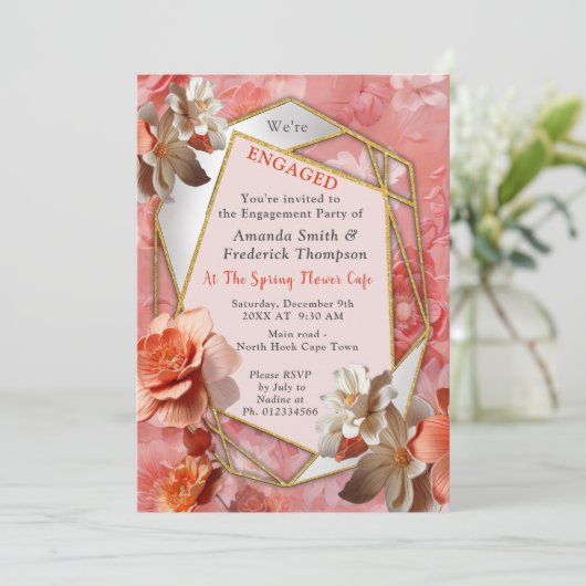 Invitation Couleur douce 2024 des fleurs Peach Fuzz (Debout devant)