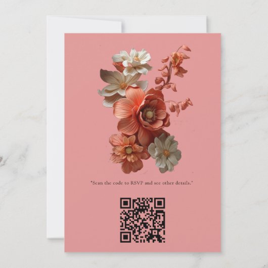 Invitation Couleur douce 2024 des fleurs Peach Fuzz (Dos)
