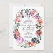 Invitation Couleur douce Aquarelle Floral Mariage Wreath (Devant)