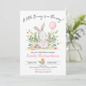 Invitation Couleur douce Baby shower rosée de lapin d'eau (Debout devant)
