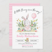 Invitation Couleur douce Baby shower rosée de lapin d'eau (Devant / Derrière)